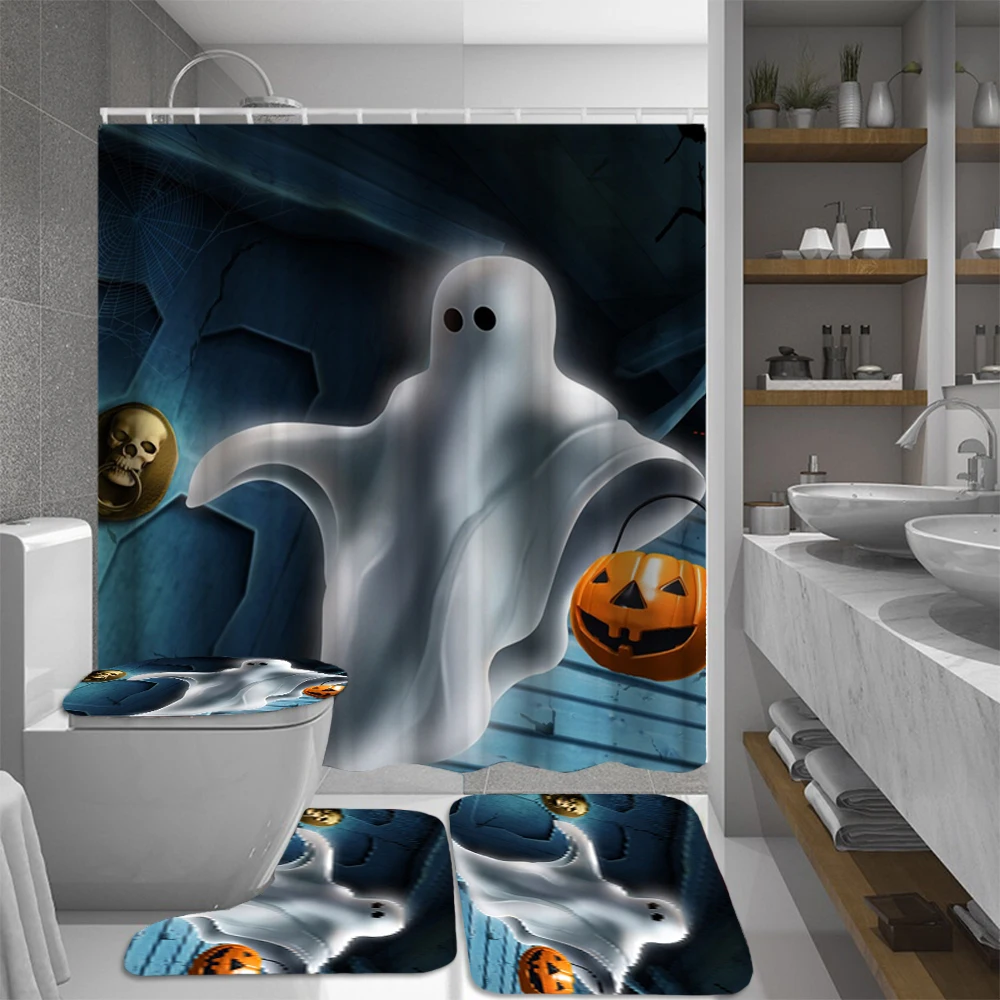 

Занавеска для душа, водонепроницаемая, в виде тыквы, на Хэллоуин