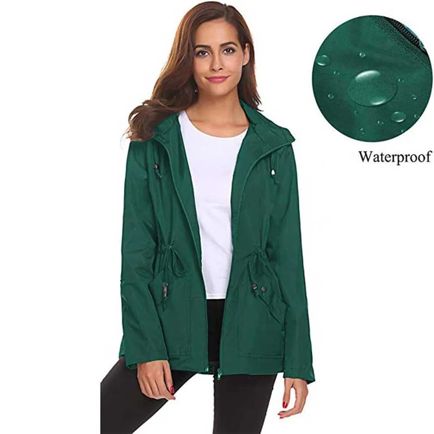 Женский внешний водонепроницаемый легкий дождевик с капюшоном пальто дождевые