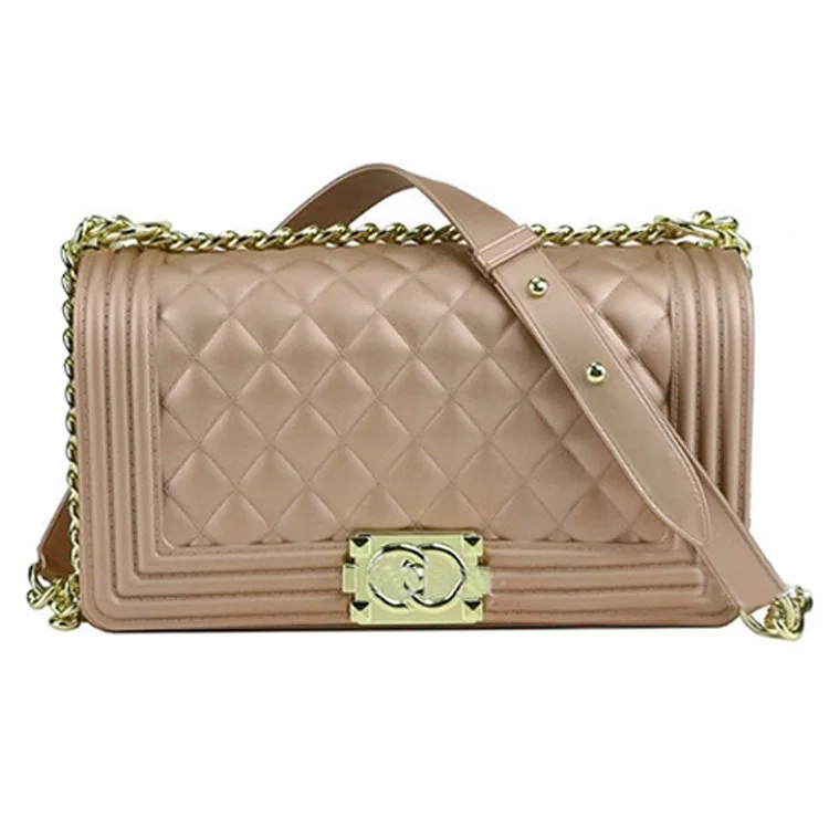 

2021 New Hot Sale PVC Female Bag Rhombic Shoulder Chain Bag Fashion Sports Advanced Neon Color Rose Red Jelly Bag Wholesale Bags