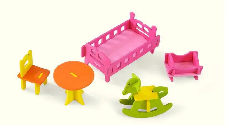 Деревянная детская маленькая мебель моделирование DIY разборка головоломка