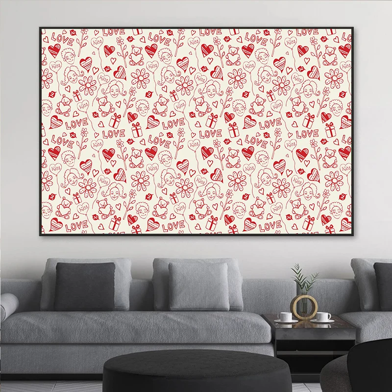 

Love Heart Art Poster Abstract Minimalist Canvas Picture Room Wall Decor Paintings Interior Decoration Frameless