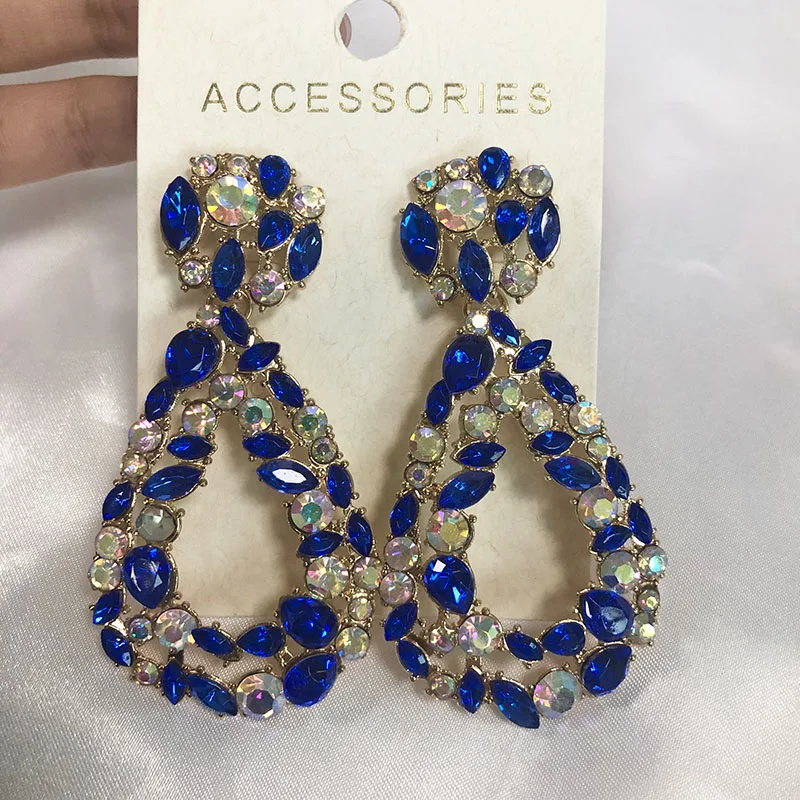 JUJIA za Multicolored Crystal Dangle Drop Earrings For Women Geometric Big Maxi Pendant Statement Trendy Jewelry | Украшения и