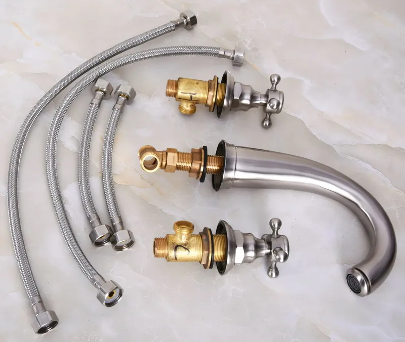 Смесители для умывальника из матового никеля смеситель ванной комнаты с двойной