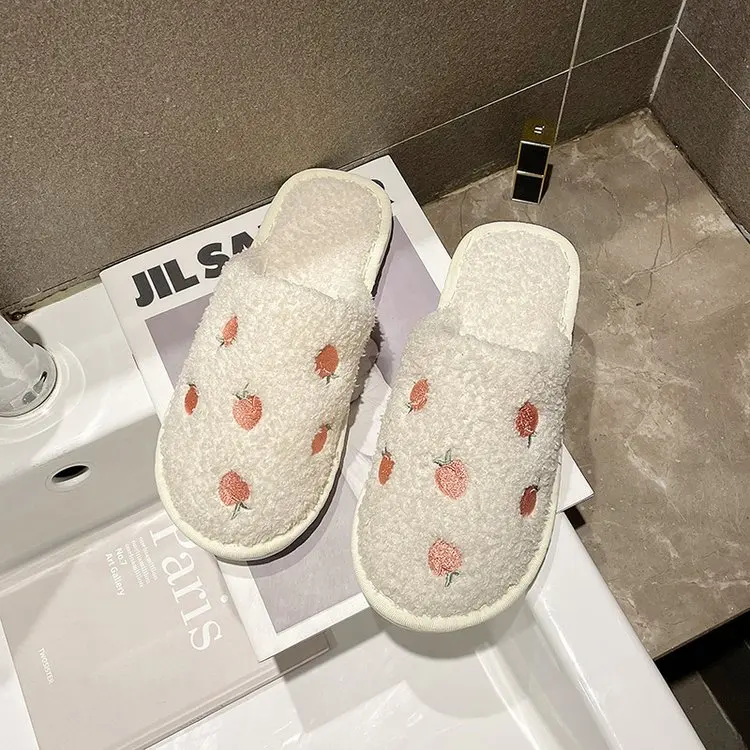 2021 New Autumn and Winter Home Ladies Cotton Slippers Cute Simple Decoration Comfortable Slippers Female Furry Slippers Female