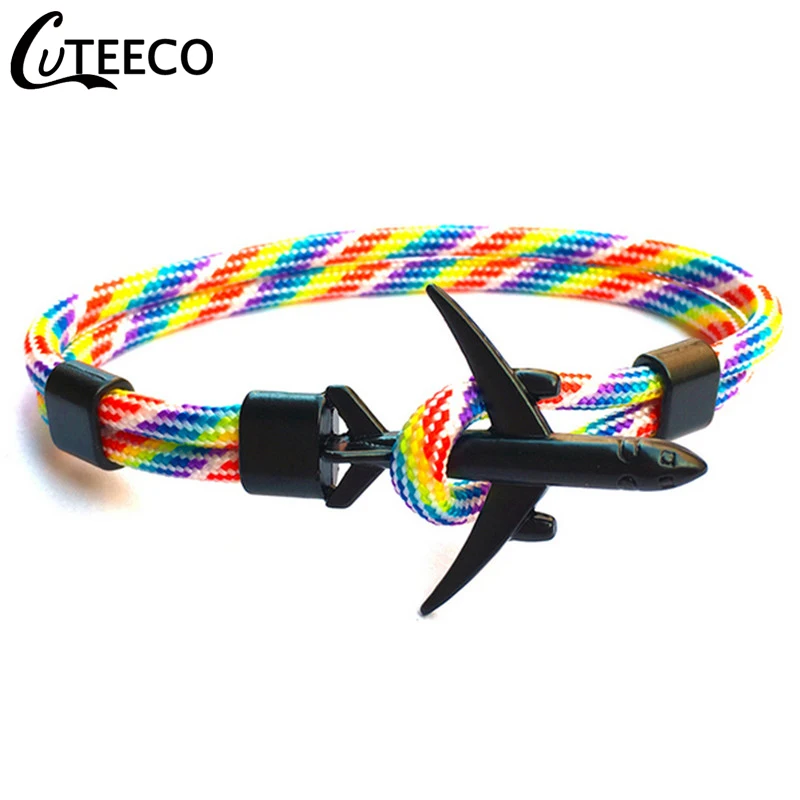 AJ3136-2 CUTEECO, высокое качество, браслеты для мужчин, Паракорд, якорь, браслеты из нержавеющей стали, Pulseira Masculina Feminina, ювелирные изделия для мужчин, обёрточная бумага - Окраска металла: AJ3136-2