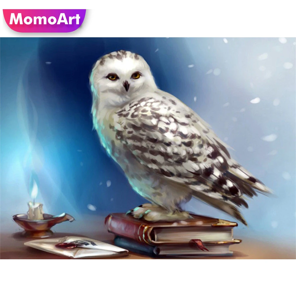 

Алмазная 5D Вышивка MomoArt «сделай сам», Набор для вышивки крестиком с изображением животных, мозаика из страз, с рисунком совы, полная выкладка, Декор для дома