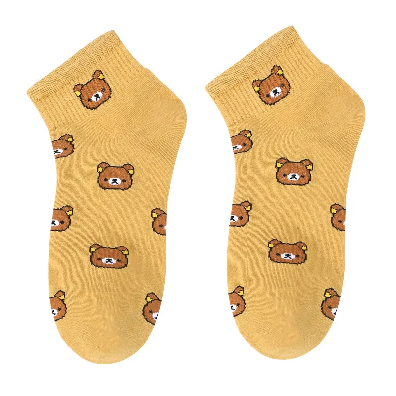 Прямая поставка короткие носки с мультяшным медведем Kuma Rilakkuma расслабляющий куб