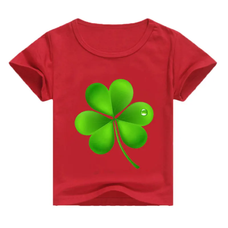 

2-16Y 2020 Summer Four Leaf Clover T Shirt Kids Ireland Green Lucky T-shirt Teenagers Boys Tshirt Funny Irish Tee Short Sleleves