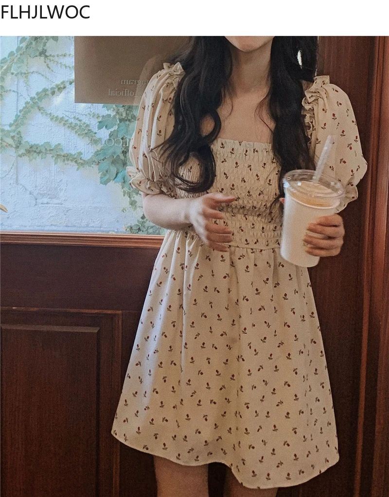 Женское мини-платье с цветочным принтом винтажное платье в стиле ретро для