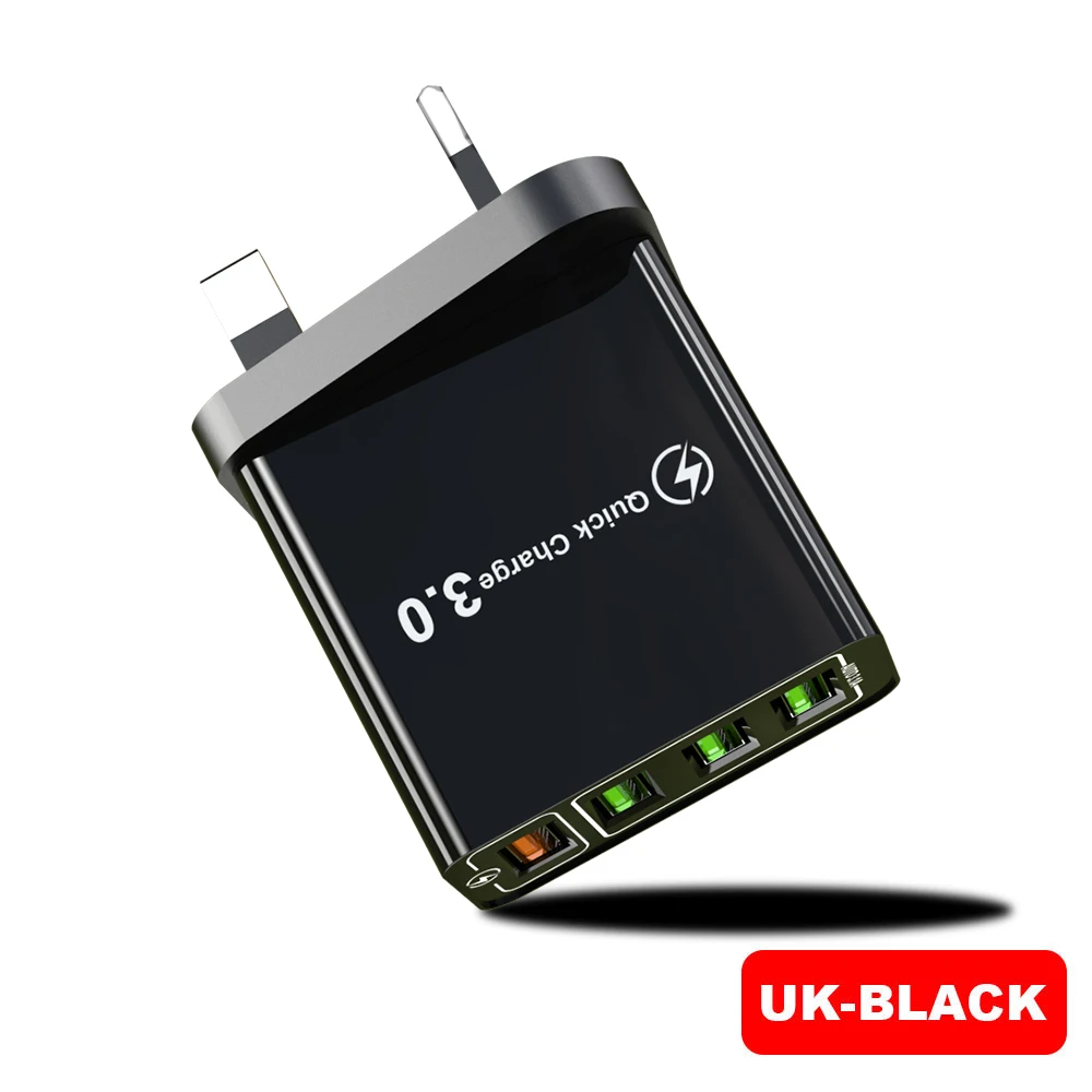 UK Plug Black 30 Вт Быстрая зарядка 5 в 3.1A QC 3,0 USB зарядное устройство для iPhone X 11pro samsung A50 A30 huawei Xiaomi Note 7 8 Быстрая зарядка настенный адаптер - Тип штекера: UK Plug Black