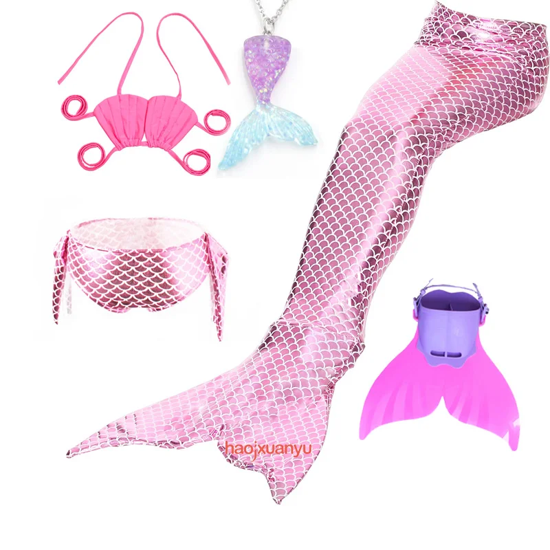 

Swimmable Children Mermaid Tails with Monofin Fin Flipper Costumes Bikinis Set Girls Swimming Tails for Kids Cosplay Costume