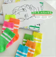 1 8year 4pairs spring and summer new striped parallel bar socks candy mesh kid boy girl childrens socks