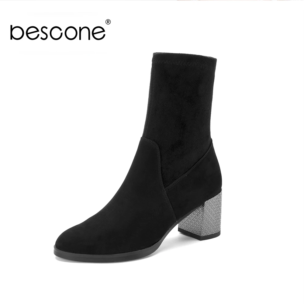 BESCONE/женские сапоги до середины икры Высококачественная обувь из овечьей кожи на