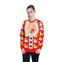 new christmas sweater 3d digital printing round neck casual tops autumn winter christmas costumes funny christmas ugly pullover