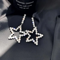 ustar bling crystal star drop earrings for women rhinestone classic silver color dangle earring female fashion party jewelry