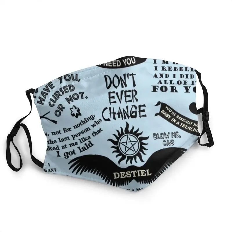 

Supernatural Adjustable Face Mask Unisex Adult Dean Winchester Sam Dustproof Protection Cover Respirator Mouth-Muffle