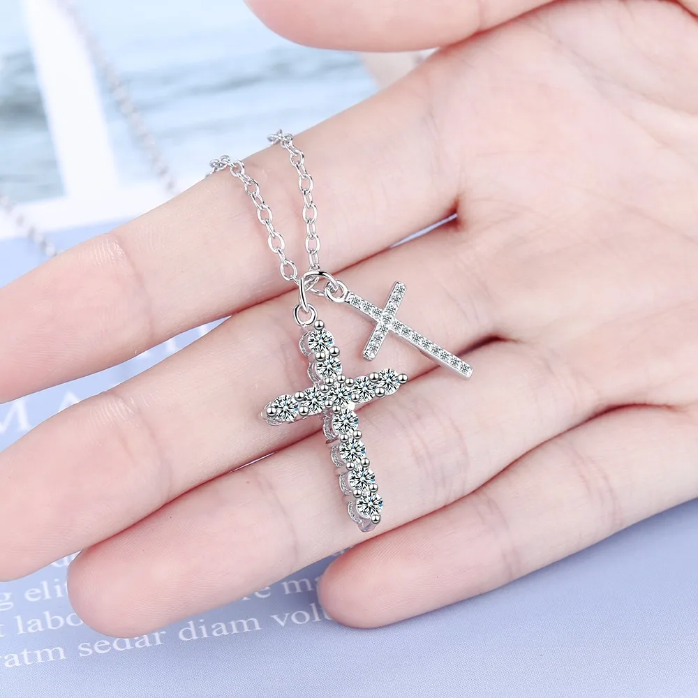 

Cross necklace female net red ins simple temperament inlaid zirconium diamond pendant women's necklace clavicle chain jewelry