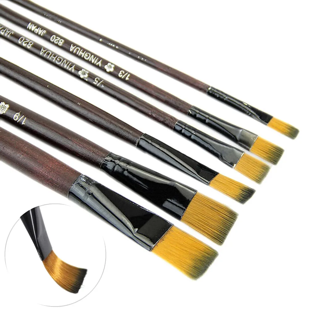 Упаковка из 6 художественных коричневых нейлоновые кисти для рисования набор