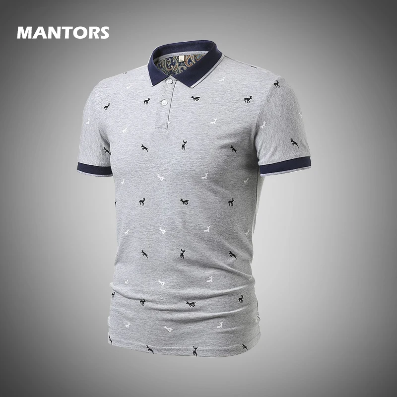 Рубашка поло мужская с принтом хлопок короткий рукав облегающая деловая