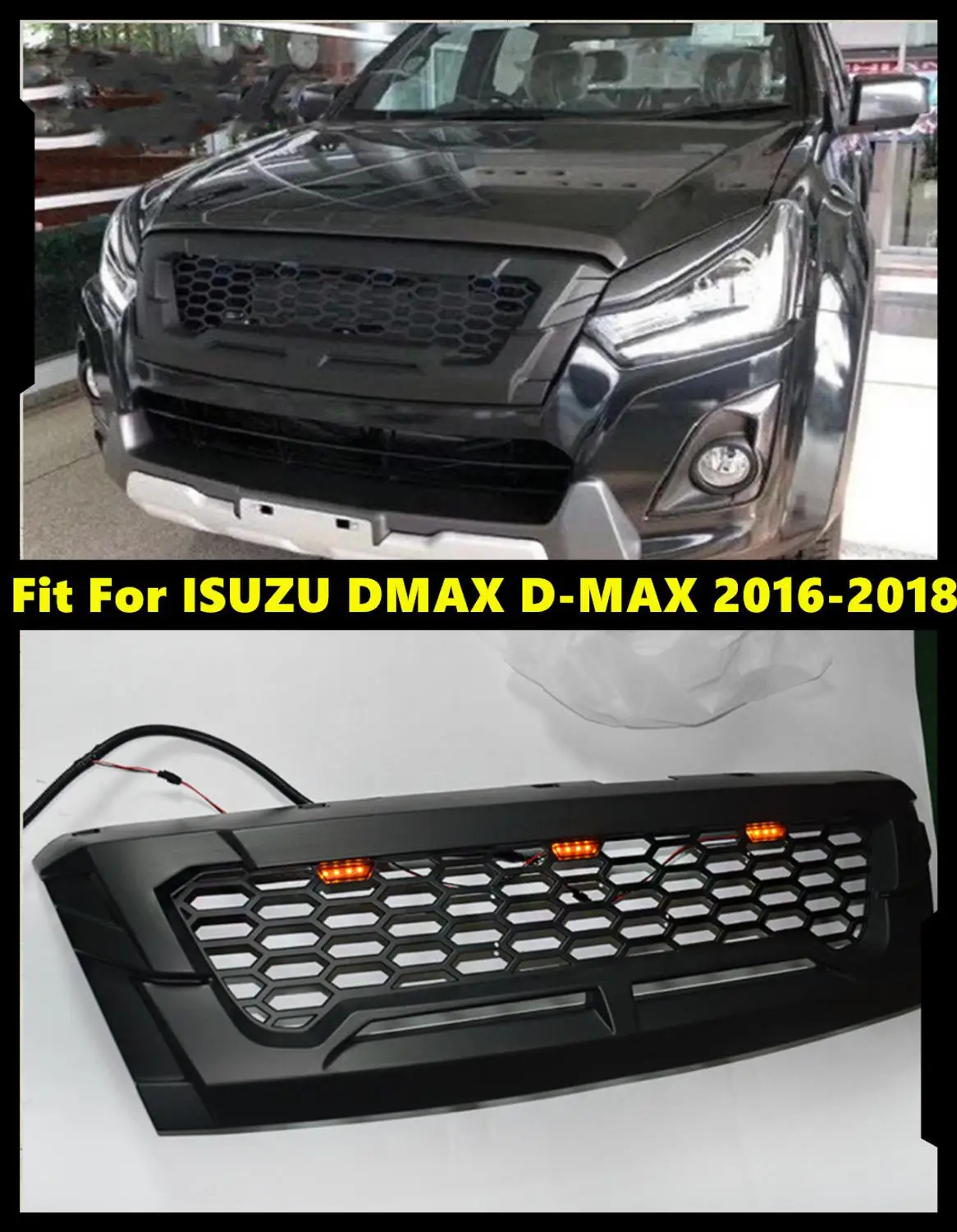 ABS передняя средняя гоночные решетки с светодиодный свет для isuzu DMAX D-MAX