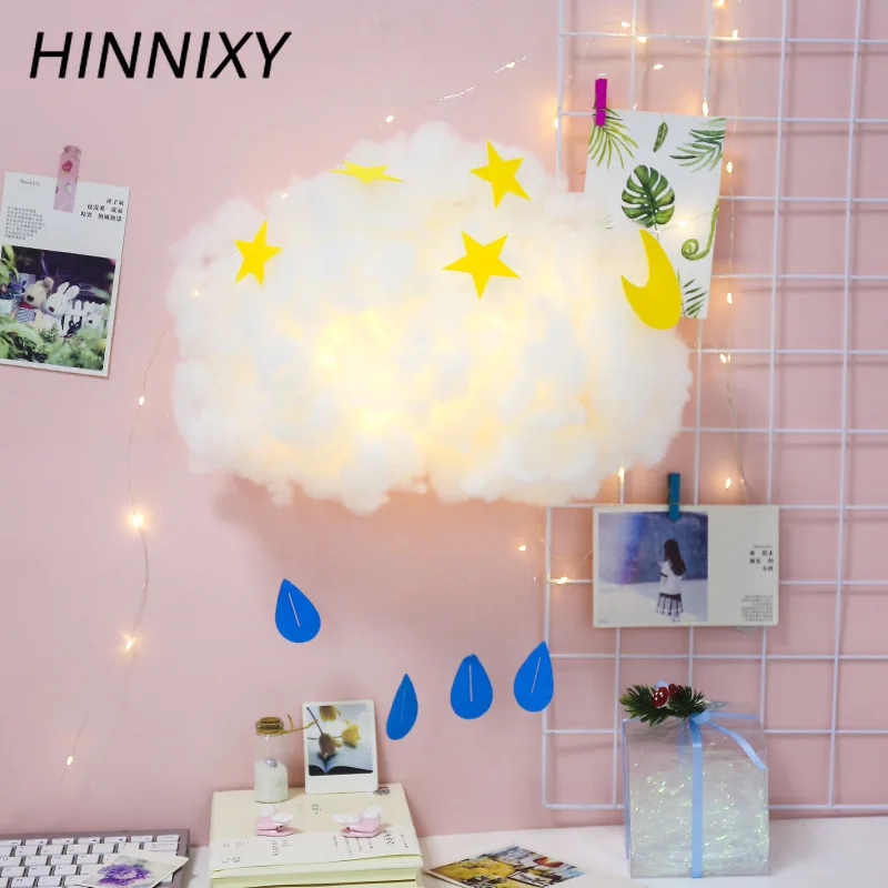 Hinnixy DIY Милый хлопковый Ночной светильник с облаком ручной работы звездная луна