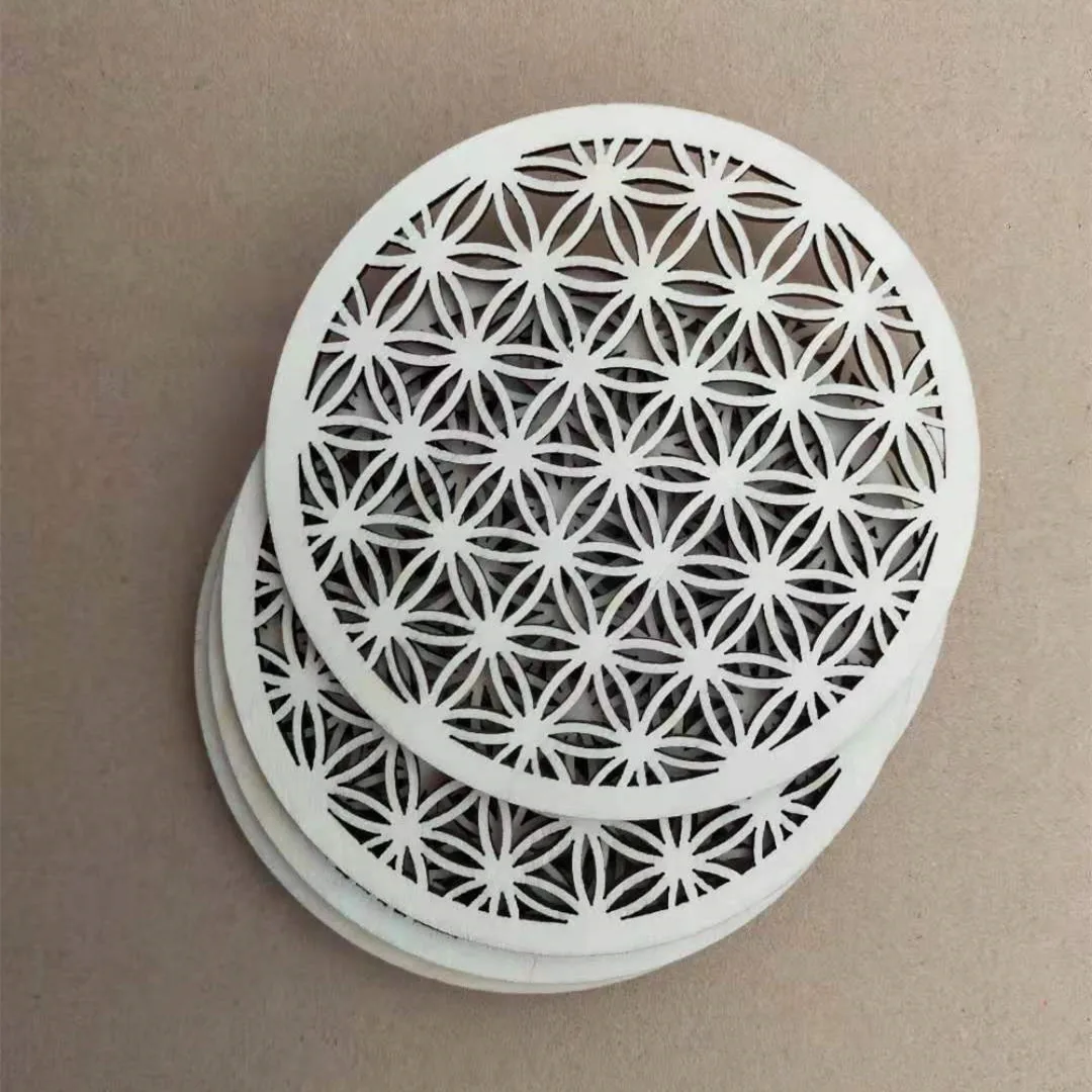 

10pcs Life Flower Tea Cup Mats Wood Placemats Coasters For Drinks