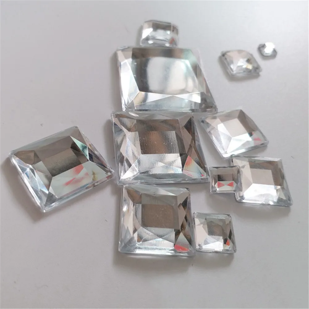 100pcs/lot Square Rhinestone Nail Decoration Transparent White Strass Stones Crystal Hot Fix Glass Wedding Manicure Accessories | Красота и