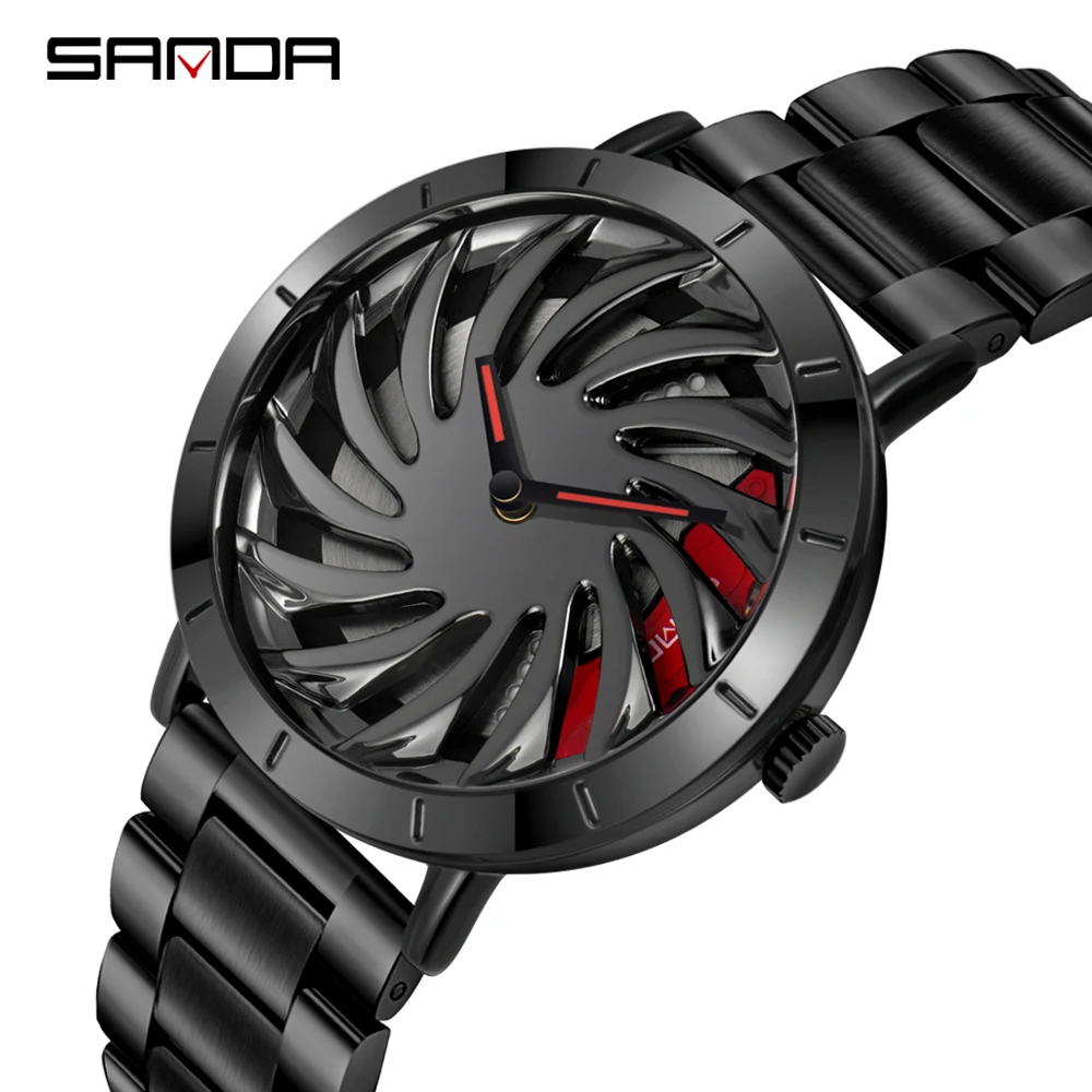 

SANDA Luxury Top-Brand Men Watches Military Quartz watch Wheel Series Dial Fashion Waterproof Watch Relogio Masculino 1056