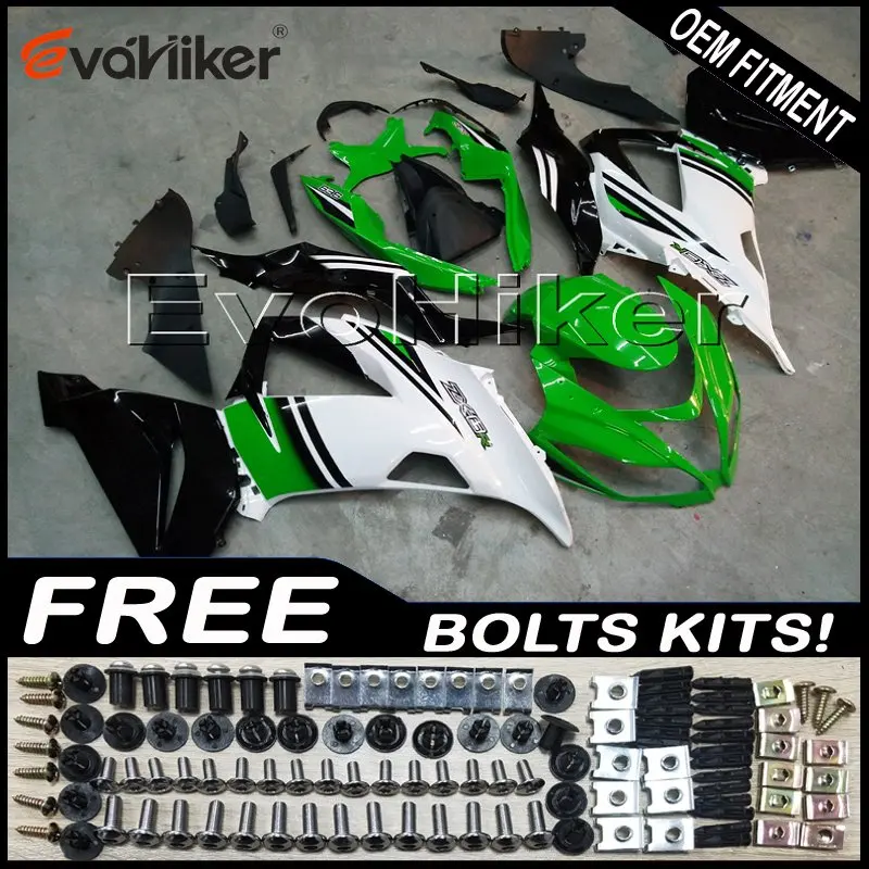 

motorcycle panels for ZX6R 2013 2014 2015green white black ZX 6R 13 14 15 ABS plastic motor Fairings kit Injection mold
