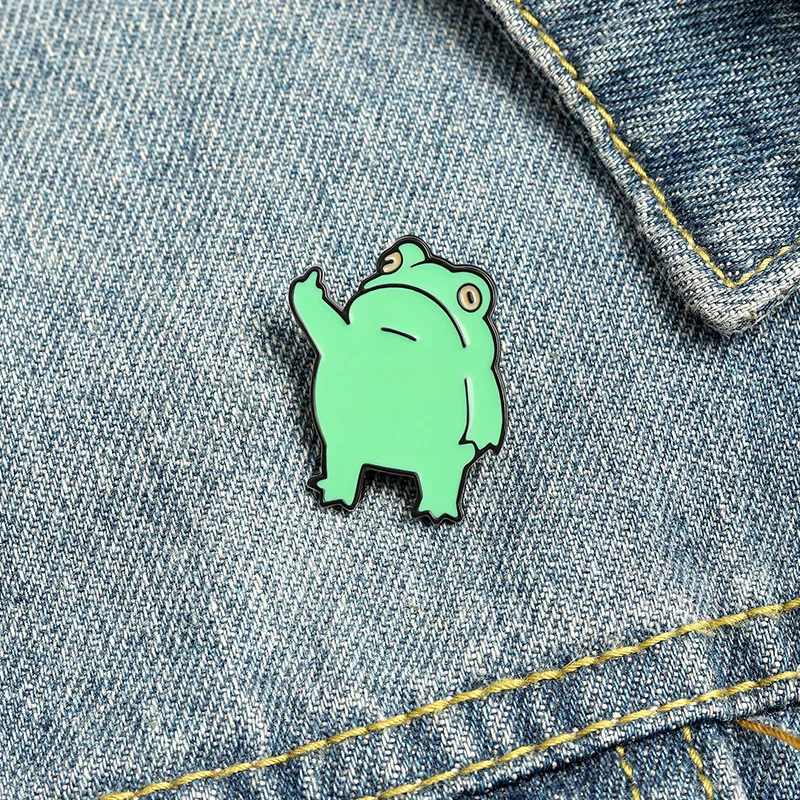 

Funny Frog Enamel Pin Custom Cool Animal Brooches Bag Lapel Pin Cartoon Froggy Badge Jewelry Gift for Friends