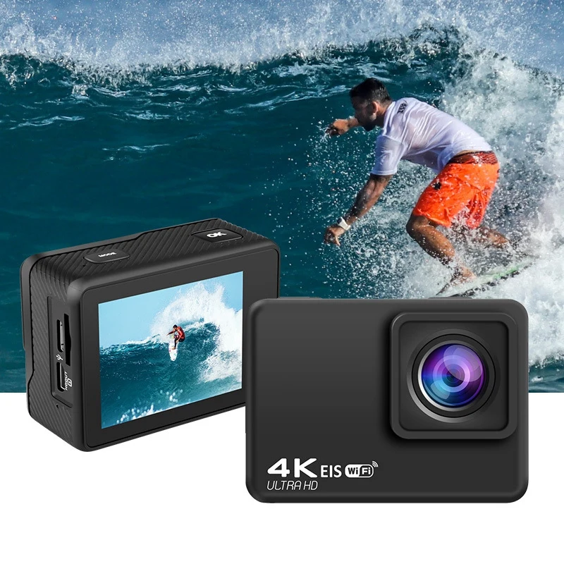 Дешево Экшн-камера Ultra HD 4K, ЖК-дисплей 2,0 дюйма, 30 м, водонепроницаемая Спортивная камера на шлем с креплениями и аксессуарами для подводной съемки