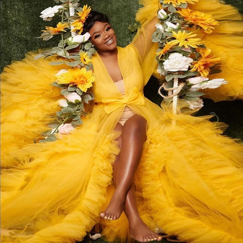 

Горячее тиснение золотом Тюль беременности и родам халаты Для женщин по индивидуальному заказу размера плюс, сексуальные, отвесный тюль, ба...