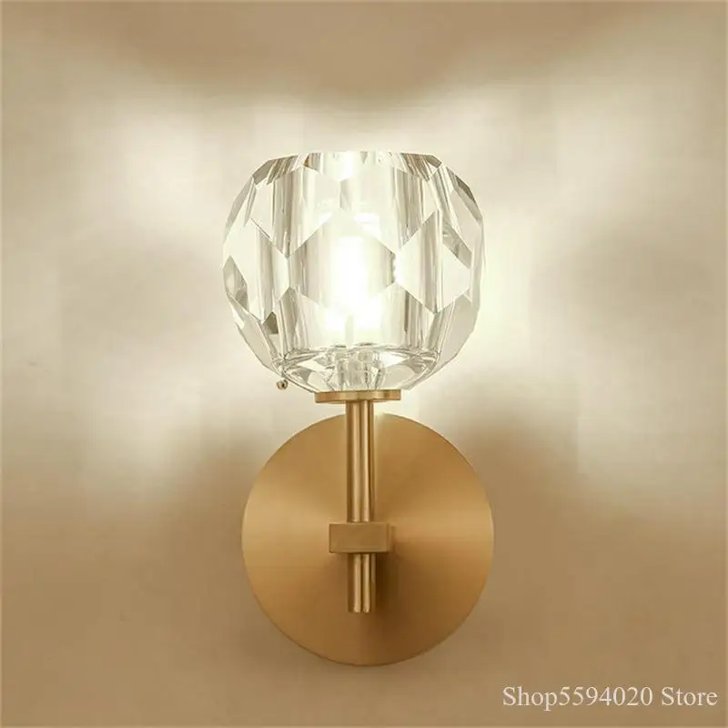 Современная светодиодная Хрустальная настенная лампа в стиле ретро K9 золотистый