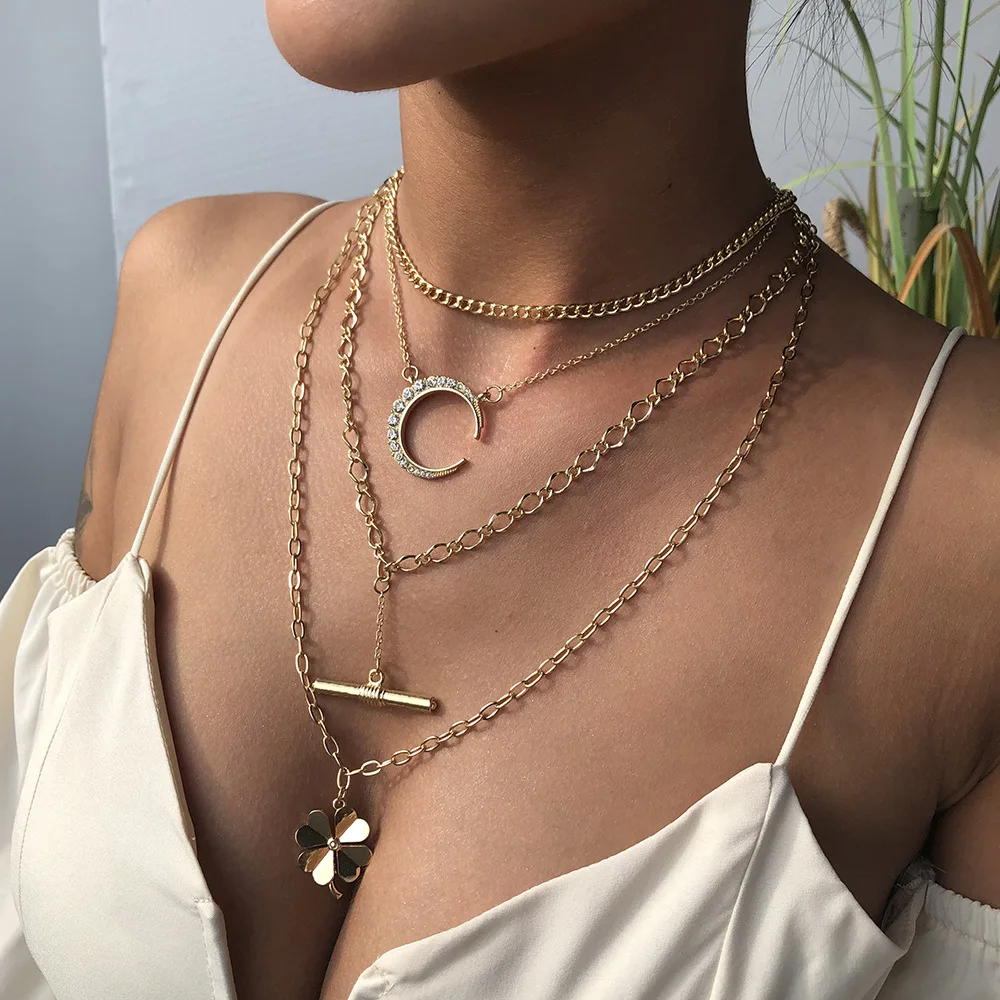 

Party Layered Vintage Necklace Gift Koren Minimalism Stainless Steel Necklace Women Accessories Collier Femme Jewelry BY50XL