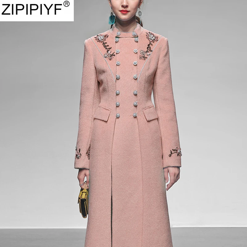 2019 зимнее женское модное шерстяное пальто теплое длинное с круглым вырезом и