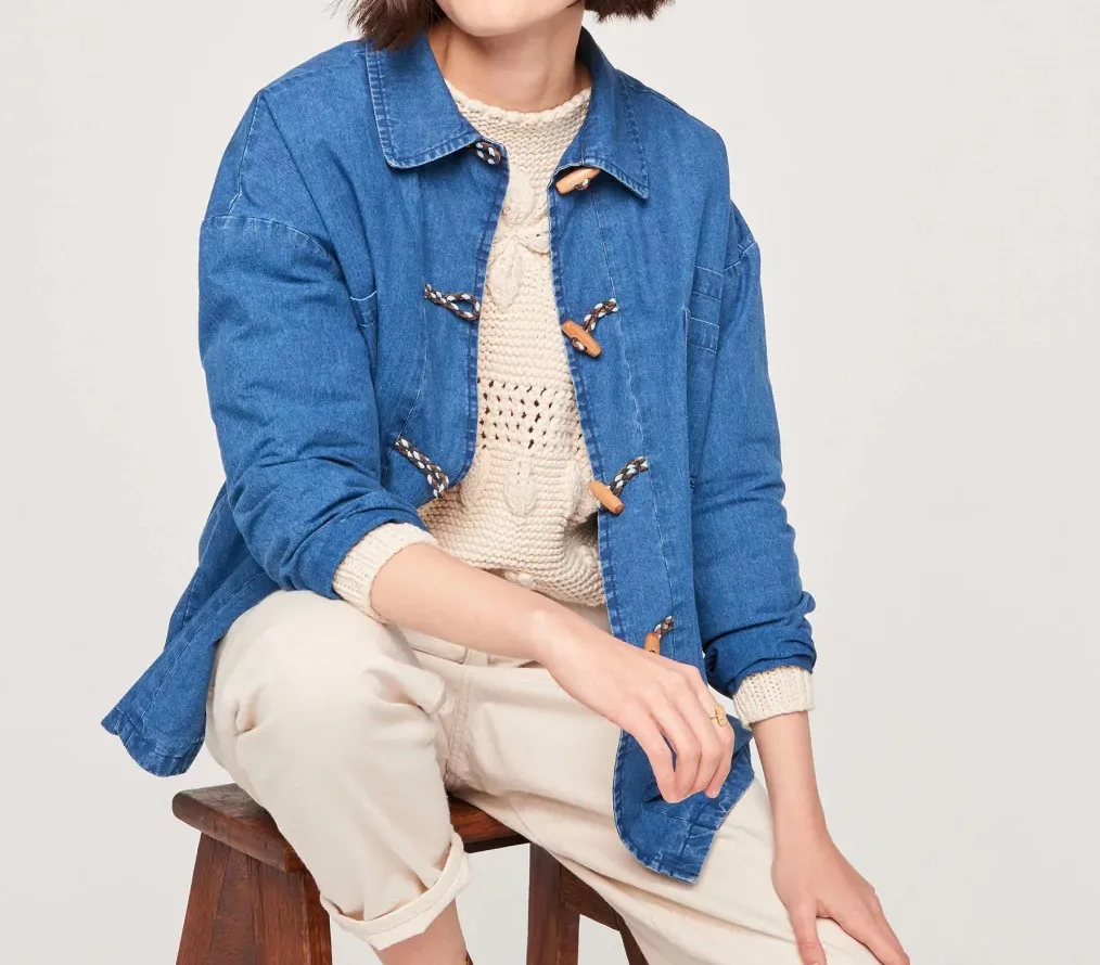 

2021 spring and summer new products vacation leisure horn button denim shirt loose jacket women