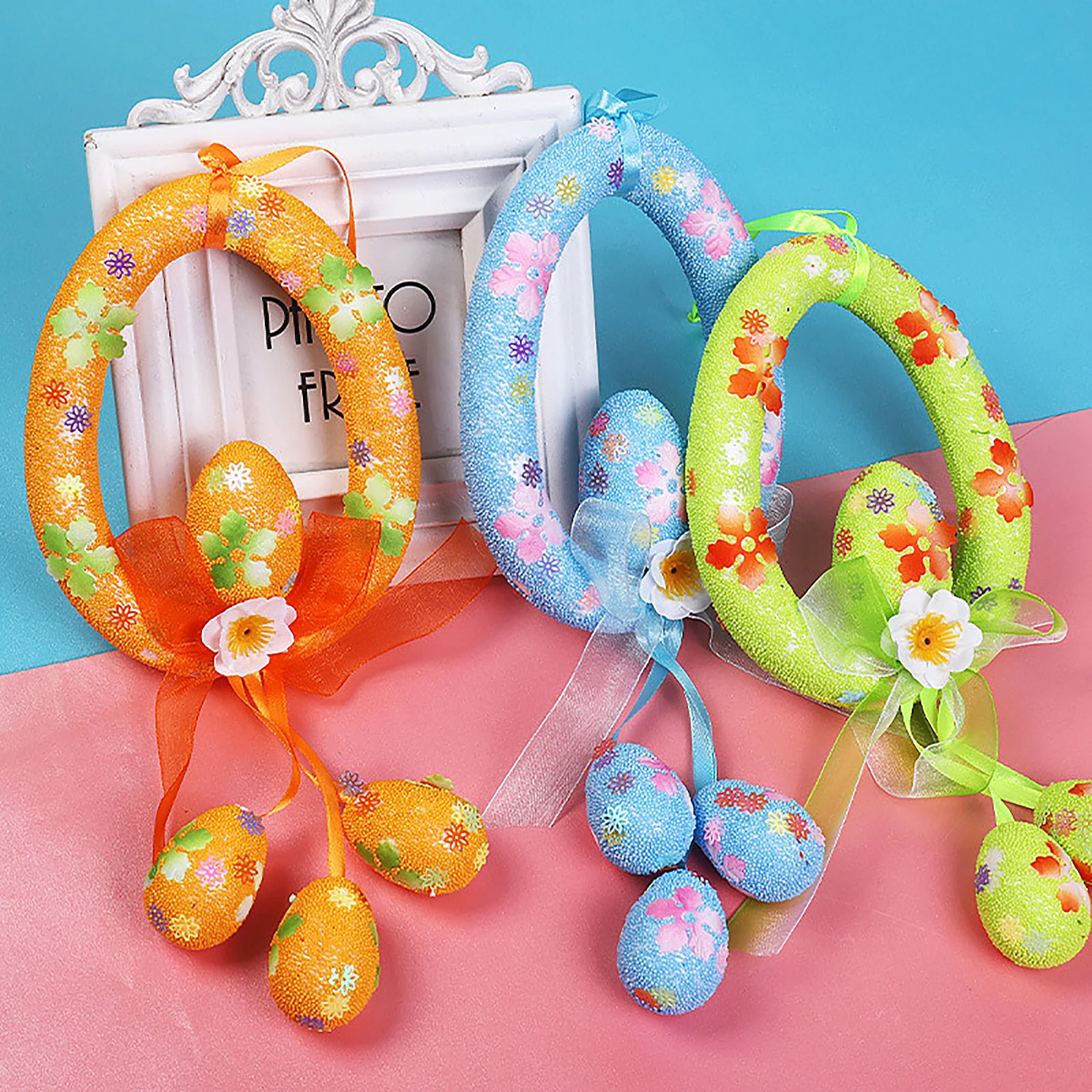 

Easter Decoration Ornaments Egg Hanging Foam Cute Garland 3 Colors Retro Decorations