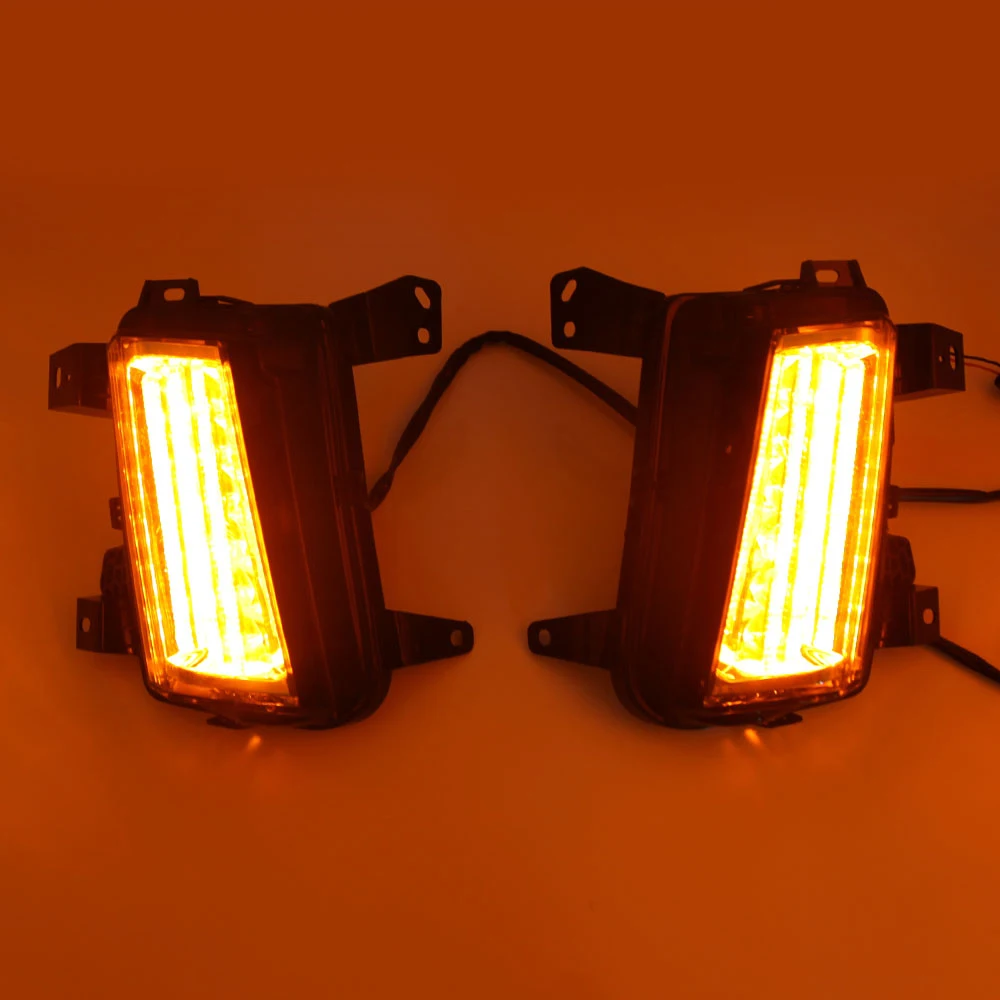 2pcs Led Daytime Running lights for Cadillac XT5 2016 2017 2018 2019 2020 Fog Lamp DRL with Yellow Turning Signal | Автомобили и