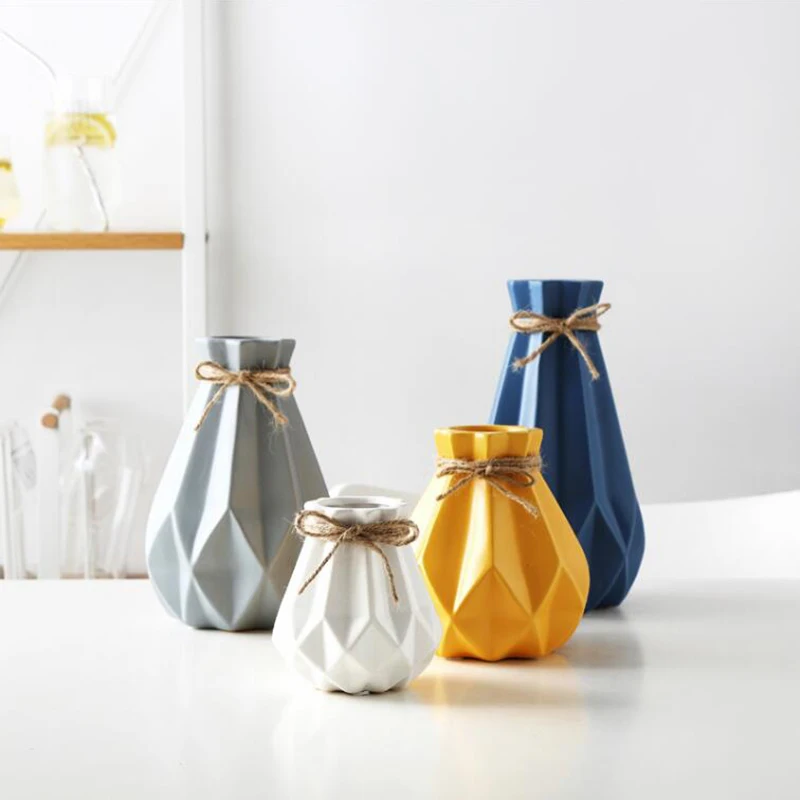 Модная керамическая ваза для комнаты стол сушеные цветы Белый Синий