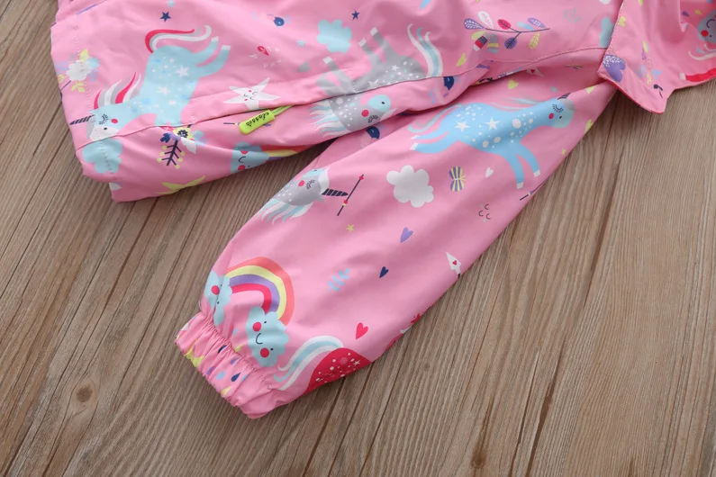 Новинка Весенние куртки и пальто для девочек Детские ветровки с единорогом