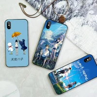comic anime whethering with you phone case for iphone mobile shell 12 mini 13 11 pro xs max se x xr 6 6s plus 7 8 5s hard cover