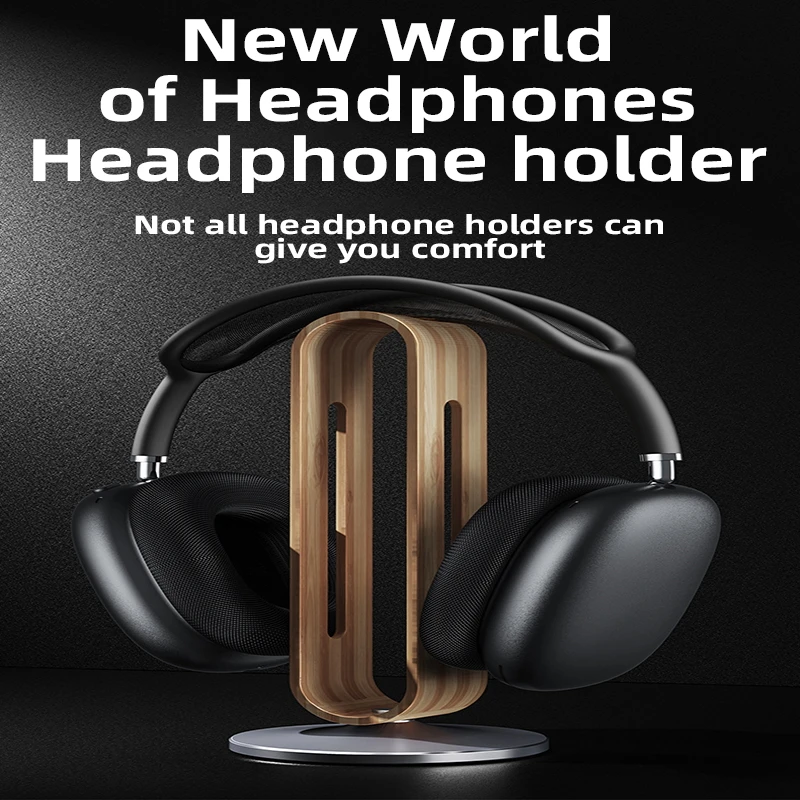 

New Headphone Stand Aluminum Alloy+Wood Shaft U-shaped ARC Anti-dumping Design Headphone Display Universal Holder Backe