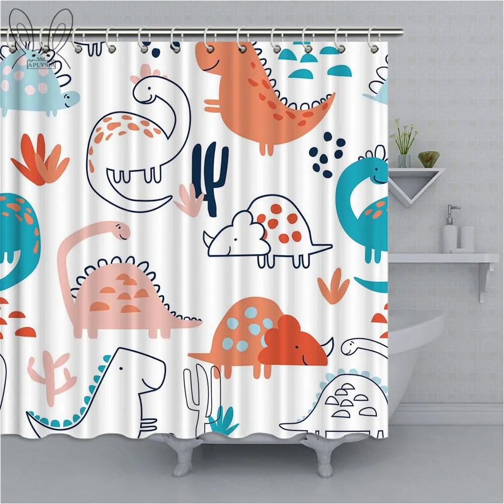 

Cute Dinosaur Series Shower Curtain 3D Cartoon Kids Bathroom Curtain Polyester Fabric Bath Curtain Bathing Cover Shower Sets