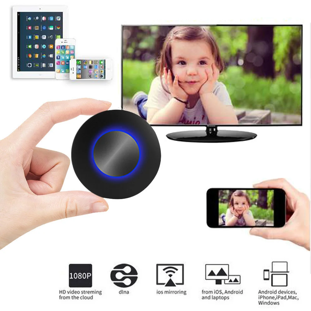 Для автомобиля Airplay Miracast Mira экран Wifi беспроводной дисплей ключ аналоговый AV RCA HDMI