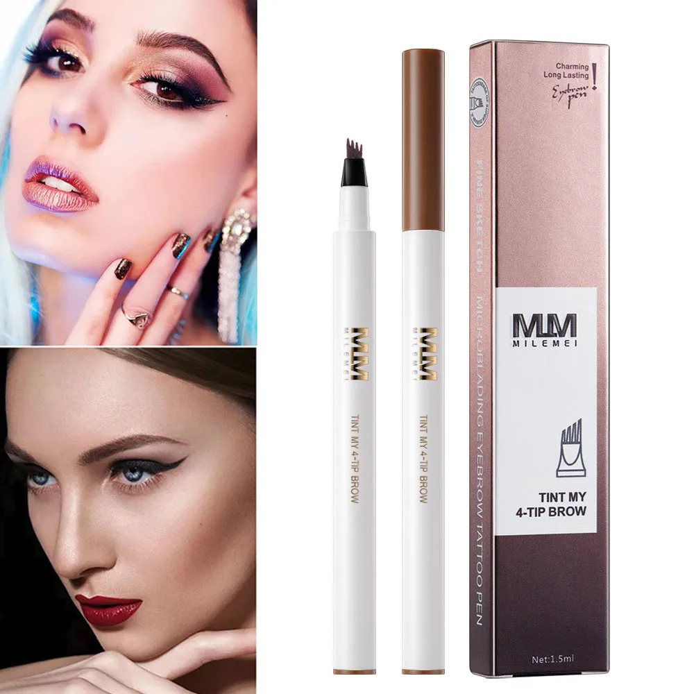 MILEMEI 4 Color 3D Eyebrow Pencil Long Lasting Eyebrow Tattoo Pen Waterproof Facial Make up Cosmetics For Eyebrows Thicker TSLM1
