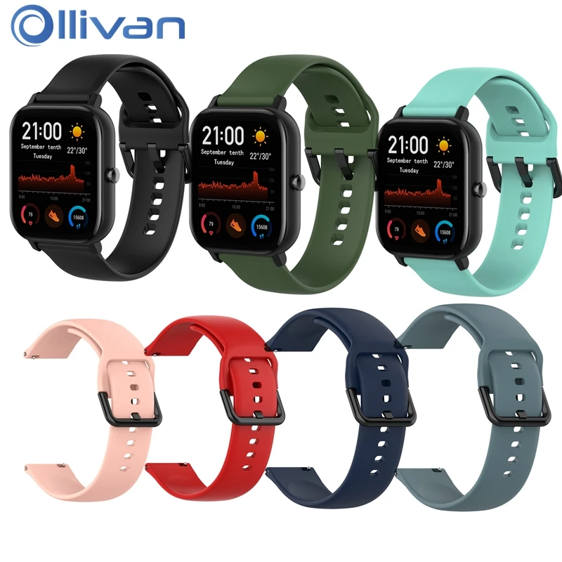 Оригинальный силиконовый ремешок для смарт-часов Amazfit GTS мужских и женских
