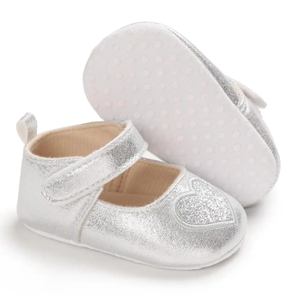 Zapatillas de princesa antideslizantes con forma de coraz&oacute;n para beb&eacute;s, suela blanda para primeros pasos de 0 a 18M, 2021-1