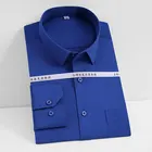 Мужская классическая рубашка из натурального хлопка, однотонная деловая рубашка с длинными рукавами, не требует глажки, для офиса и работы, Осень-Зима 100%