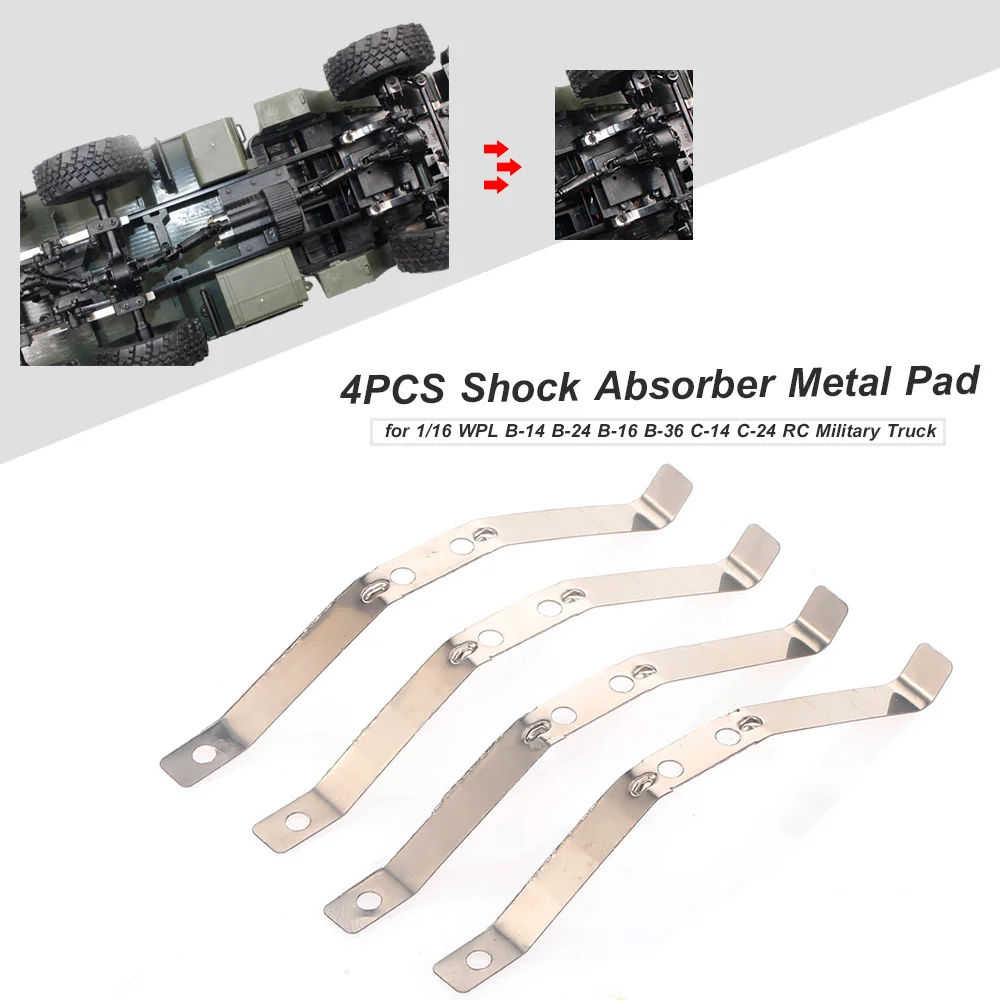 Военный грузовик 4 шт. RC луч амортизатор металлическая накладка для 1/16 WPL B 14 24 16 36 C