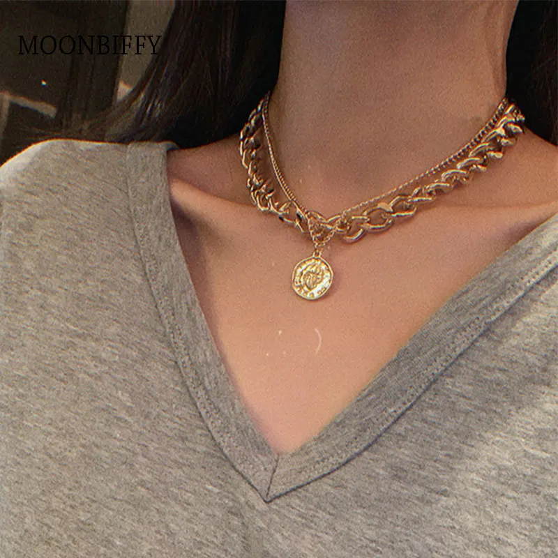 

2021 Punk Simple Thick Chain Short Choker Necklace Colar for Women Minimalist Gold/Silver Color Necklace Chain on Neck Jewelry